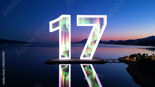 Seventeen Reflections - A Nighttime Lake Display of Light.