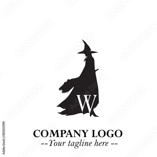 Mystical Black Witch Logo Symbol on White Background for Modern Magical Branding Design Effects