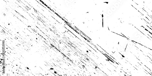 Abstract texture grunge made of diagonal streaks and distressed lines, black ink on a white background. grunge scratch patterns, chaotic linear noise. dirty monochrome pattern of the old worn surface.