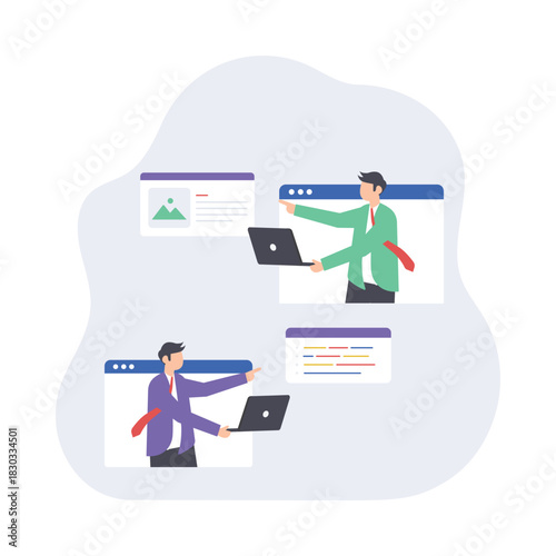 Online web  meeting Flat Vector Illustration EPS 10 File