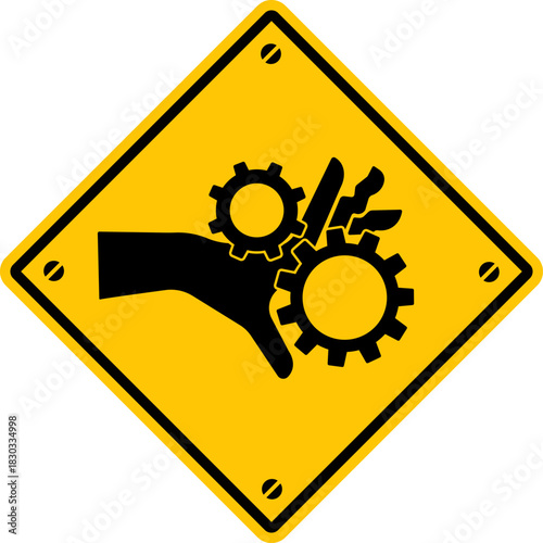 pinch point hazard danger sign pinching hands pictogram poster plaque template isolated design