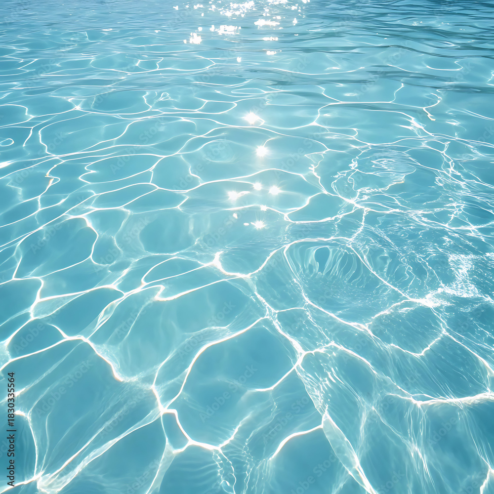 Fototapeta premium Clear Blue Water Surface with Sunlight Reflections