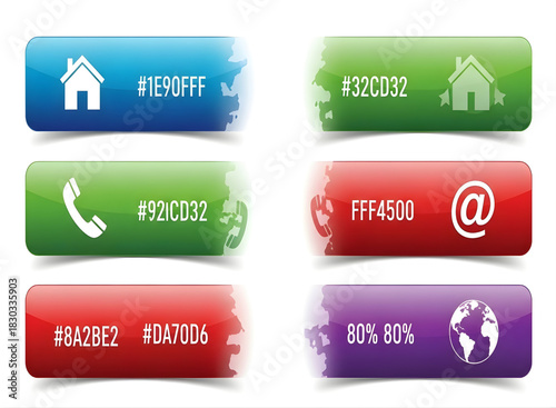 Button set with contact icons and color codes