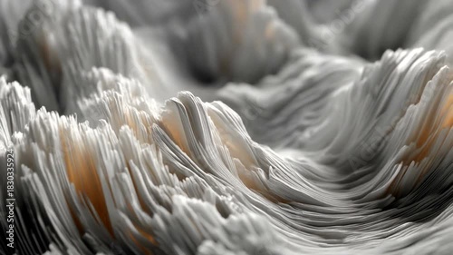 Abstract Wave Landscape: A Mesmerizing Animation of Flowing White and Golden Layers, Perfect for