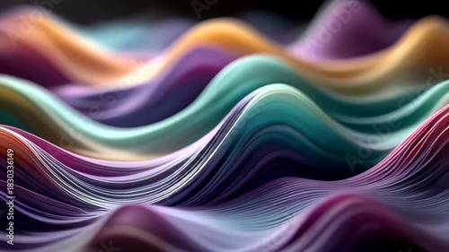 Serene Pastel Waves: Abstract Motion Background of Soft-Colored Textured Surfaces, Ideal for