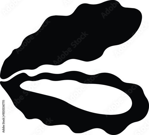 Minimalist black oyster shell seafood silhouette vector icon