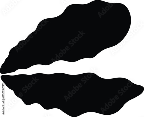 Minimalist black oyster shell seafood silhouette vector icon