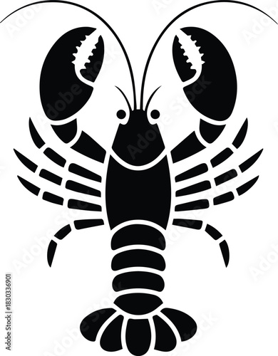 Minimalist black lobster seafood silhouette vector icon