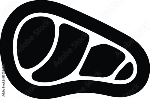 Minimalist black raw meat steak cut silhouette vector icon