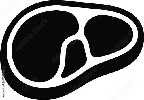 Minimalist black raw meat steak cut silhouette vector icon