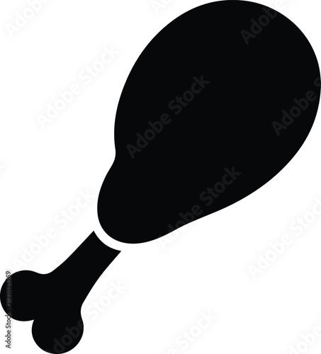 Minimalist black chicken leg drumstick meat silhouette vector icon