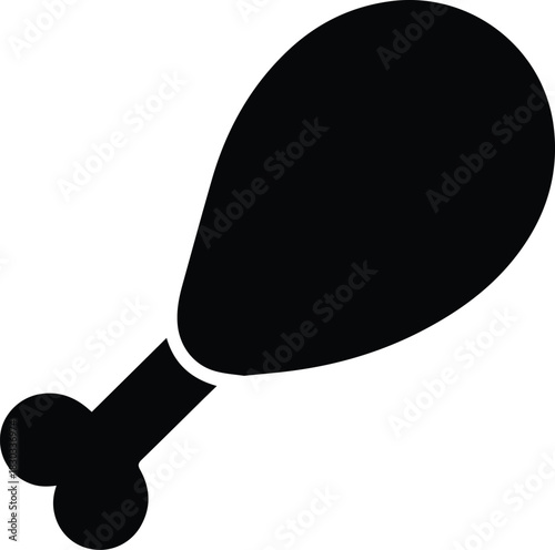 Minimalist black chicken leg drumstick meat silhouette vector icon