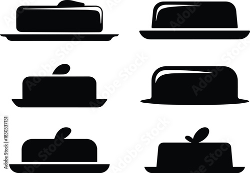 Set of Minimalist black butter stick dairy ingredient silhouette vector icon