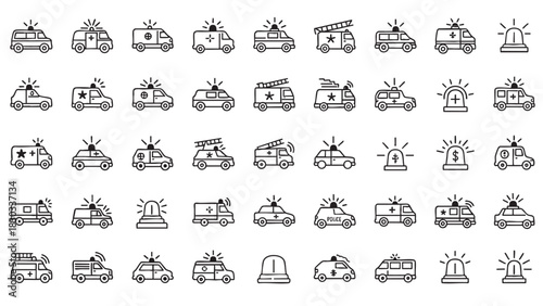 Hand drawn ambulance icon line art drawing emergency vehicle silhouette