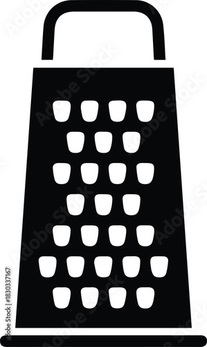 Minimalist black cheese grater kitchen utensil silhouette vector icon