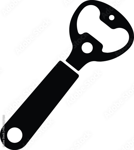 Minimalist black manual can opener kitchen utensil silhouette vector icon