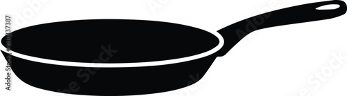 Minimalist black frying pan kitchen utensil silhouette vector icon
