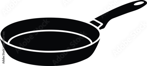 Minimalist black frying pan kitchen utensil silhouette vector icon