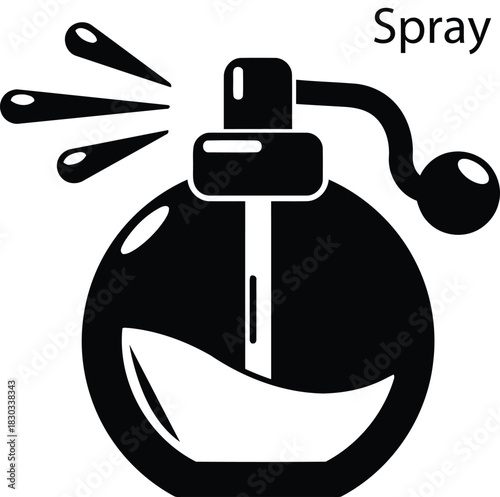Classic Perfume Bottle Spray Vector Icon: Elegant Fragrance Dispenser Cosmetic Product Graphic
