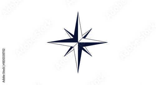 A stylized compass rose with eight points, rendered in shades of blue on a white background.