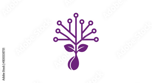 Purple logo of a plant with electronic connections.
