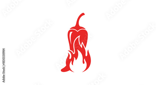 Red chili pepper with flames, symbolizing spiciness and heat.