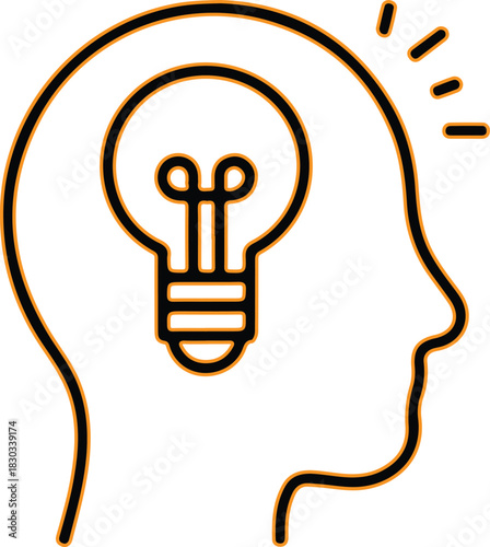 Human head silhouette with lightbulb symbolizing idea