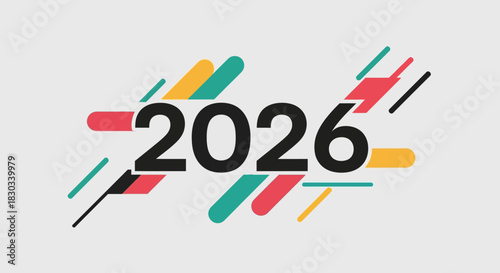 Celebrate 2026 with this vibrant, modern design. Perfect for event promotions, new year's greetings, and future-themed visuals. A stylish graphic to enhance any project.