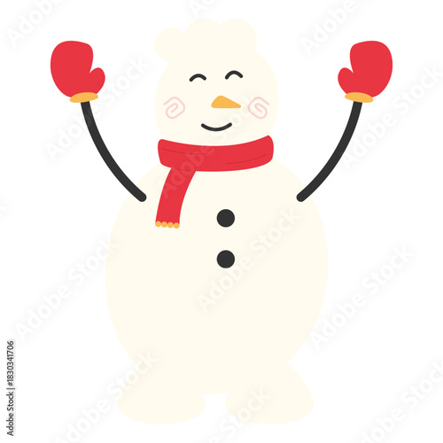 Merry Christmas and happy new year with cute snowman in winter costume