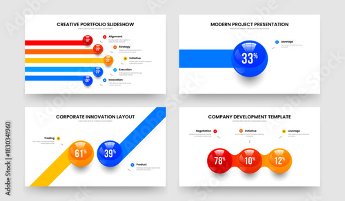 Product Plan Five One Two Three Element Diagram Slideshow Template Vector Illustration Set. Educational Growth 5 1 2 3 Step Graph Slide Layout Bundle.