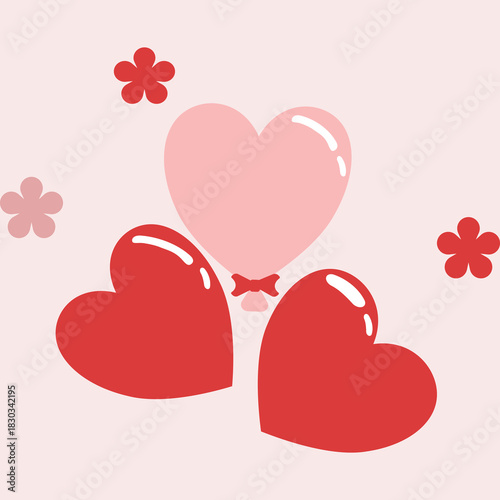 - set of vector hearts. Valentine's Day background with a red falling hearts. Love concept.
