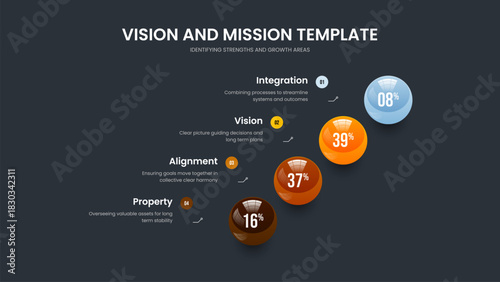 Minimal Introduction Four Option Chart Slide Template. Digital Briefing 4 Step Diagram Frame Layout. Colorful Campaign Slideshow Design Vector Illustration.