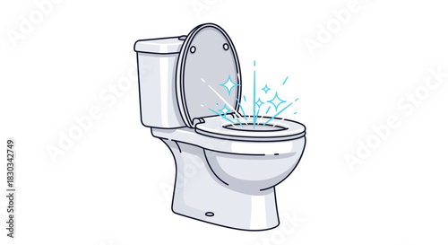 A clean white toilet with the lid open, sparkling and ready for use in a bathroom.