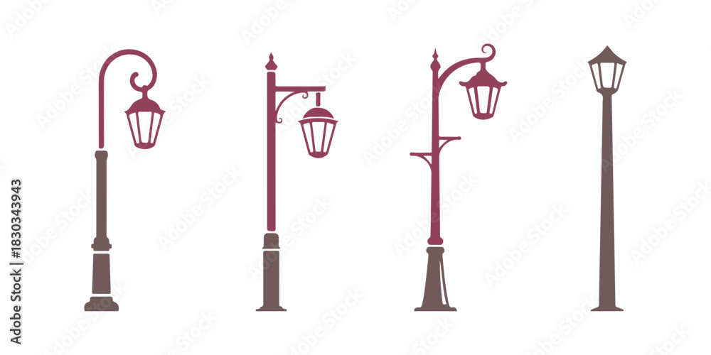 Obraz premium Lamppost symbol, logo on a plain white backdrop
