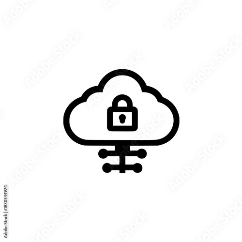 Cloud based padlock graphic symbolizing protected information and secure digital infrastructure