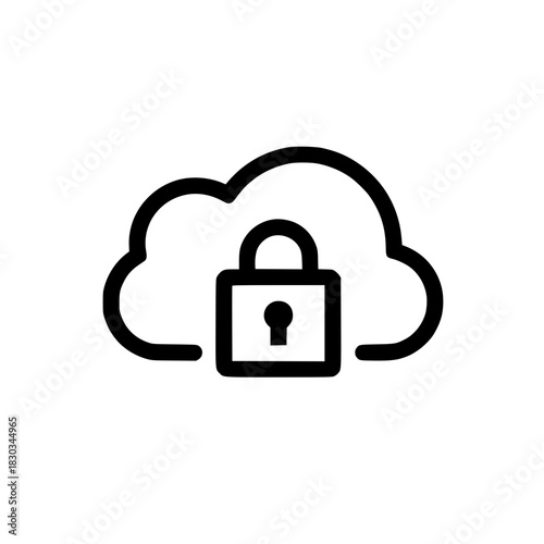 Cloud padlock icon concept representing secure cloud storage and protected online data access
