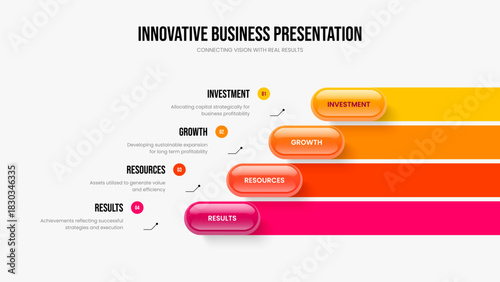 Marketing Campaign 4 Element Diagram Frame Design. Corporate Profile Four Step Infographic Presentation Layout. Digital Briefing Slideshow Template Vector Illustration.
