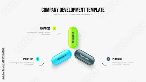 Professional Portfolio 3 Step Infographic Presentation Template. Financial Introduction Slideshow Layout Vector Illustration. Marketing Growth Three Option Diagram Frame Design.