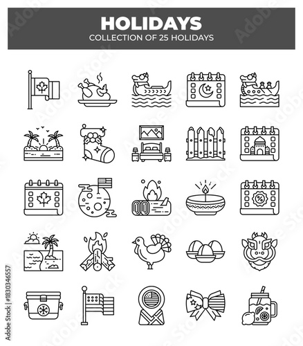 Collection of 25 Holidays. A Diverse Celebration of Culture and Traditions