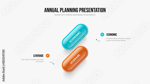 Digital Forecast Two Element Infographic Presentation Template. Market Performance Slide Design Vector Illustration. Company Proposal 2 Step Diagram Frame Layout.