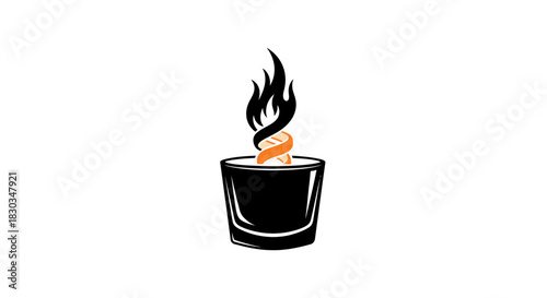 Illustration of a black candle holder with a burning candle.