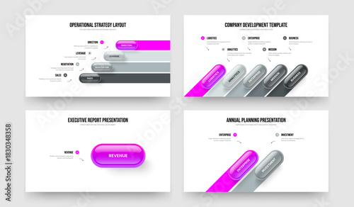 Product Growth Four Five One Two Option Diagram Frame Design Vector Illustration Bundle. Modern Review 4 5 1 2 Element Infographic Presentation Layout Set.