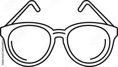 A continuous line drawing of a pair of eyeglasses