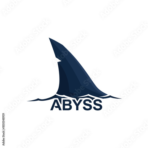 Illustration of a shark fin above water with the word "ABYSS" below it.