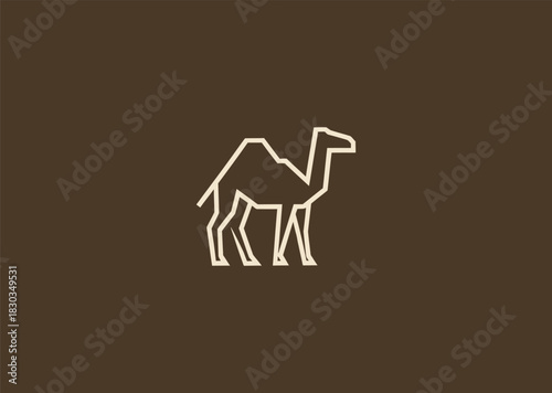 A geometric camel logo designed with angular line structures, capturing its iconic hump and posture while expressing endurance, balance, and desert resilience in a modern minimal style