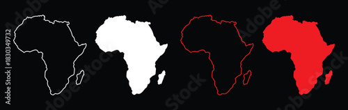 Africa map silhouette vector flat illustration design. African map outline.