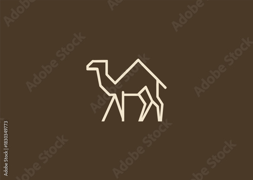 A geometric camel logo designed with angular line structures, capturing its iconic hump and posture while expressing endurance, balance, and desert resilience in a modern minimal style