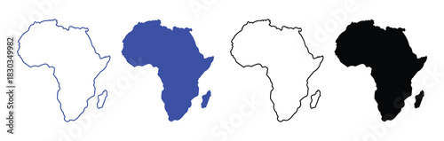 Africa map silhouette vector flat illustration design. African map outline.