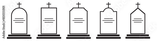 Gravestone icon. Tombstone icon. Headstone icon, vector illustration