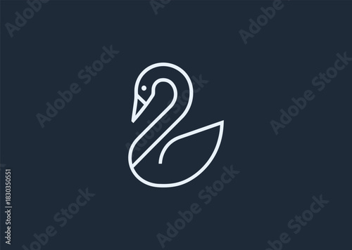 A geometric swan logo formed with elegant linear facets, highlighting its curved neck and graceful silhouette, symbolizing purity, beauty, and refined serenity
